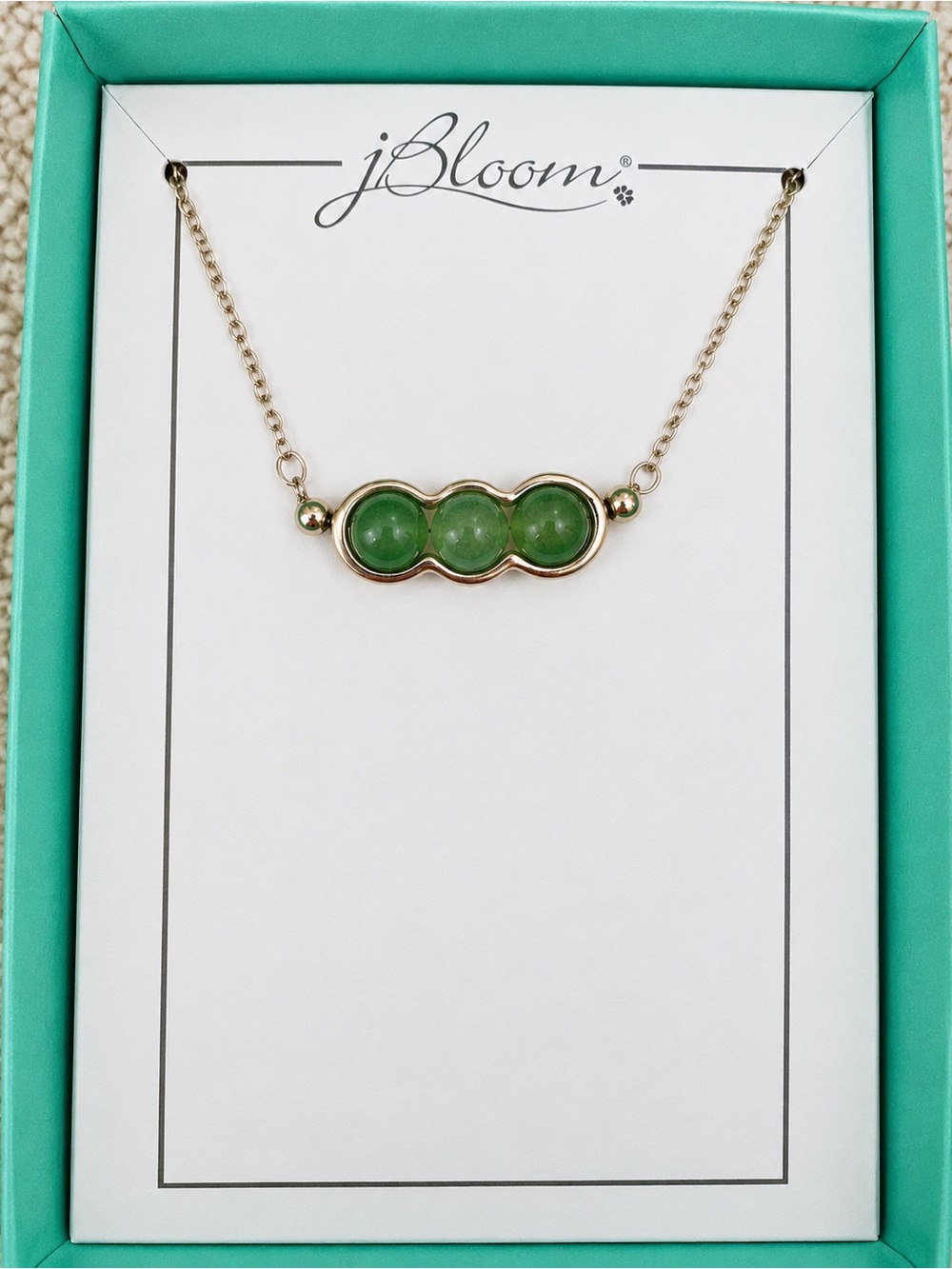 bloom Gold-Tone Necklace with Three Green Cabochons